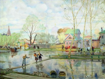 1921年春 ボリス・ミハイロヴィチ・クストーディエフの庭園風景 Oil Paintings